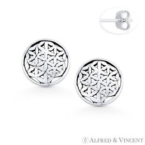 Flower of Life New Age / Sacred Geometry Charm in Oxidized .925 Sterling Silver
